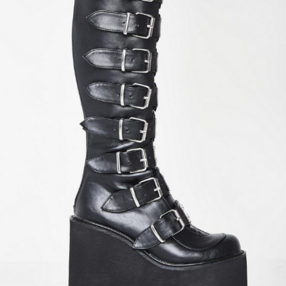Black Demonia SWING-815 platform boots